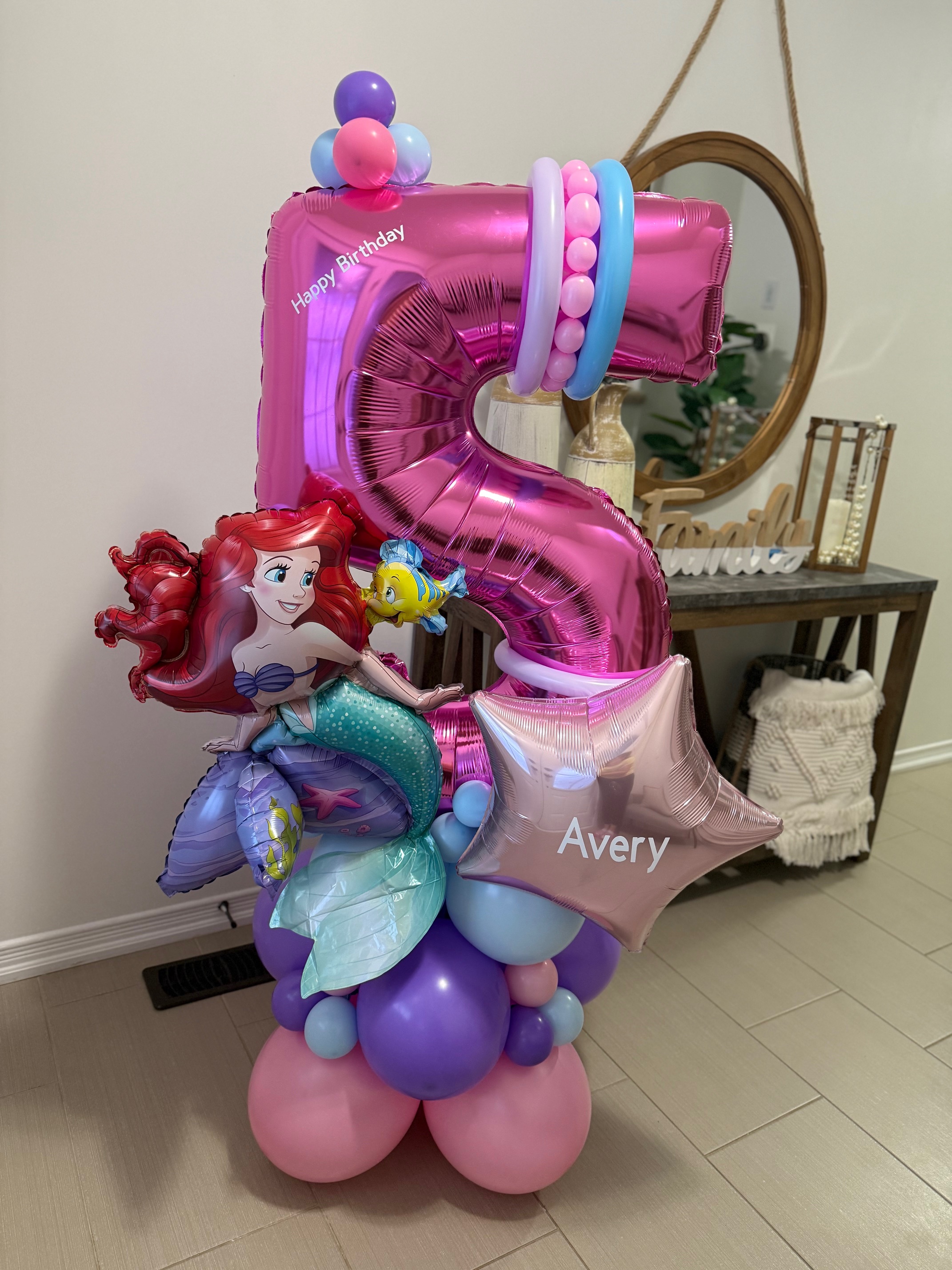 5 pink balloon